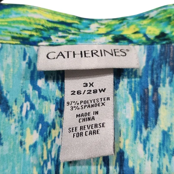 Catherines Green and Blue Abstract Blouse - Picture 3 of 5